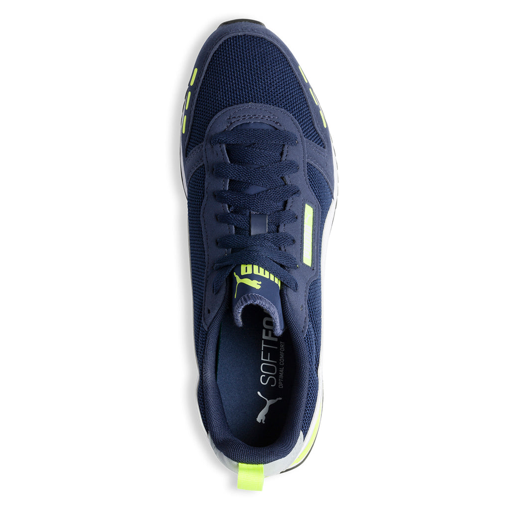 Sneakers blu con dettagli gialli Puma R78