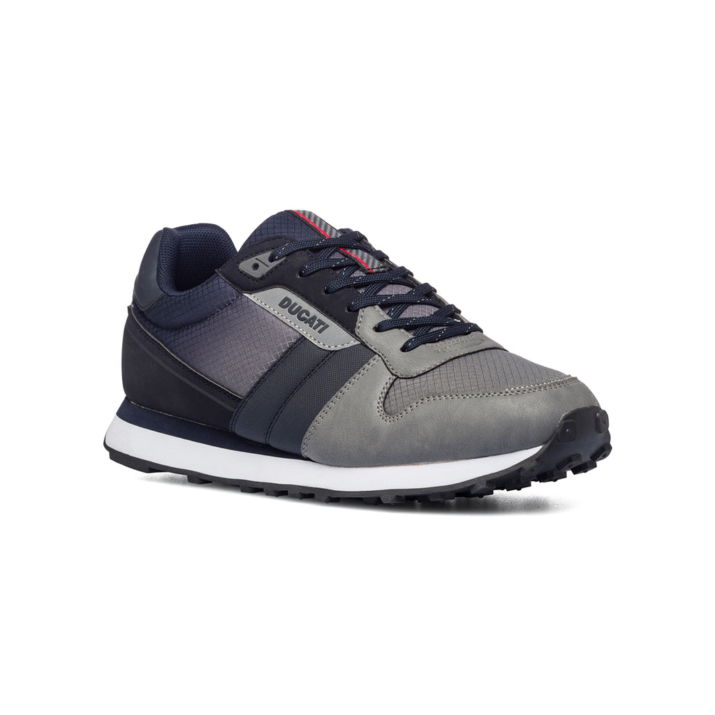 Sneakers grigie e blu con logo laterale Ducati Materassi
