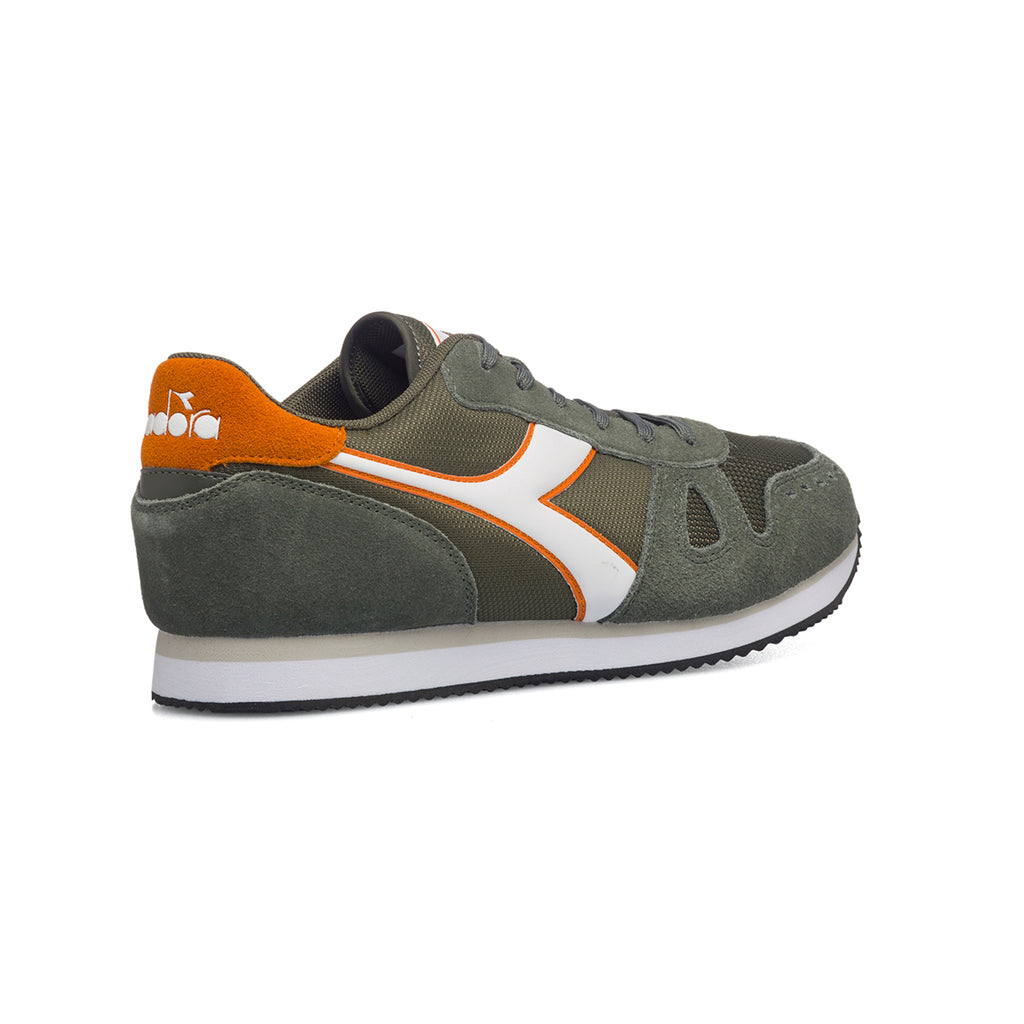 Scarpe da ginnastica verdi da uomo con logo laterale a contrasto Diadora Simple Run