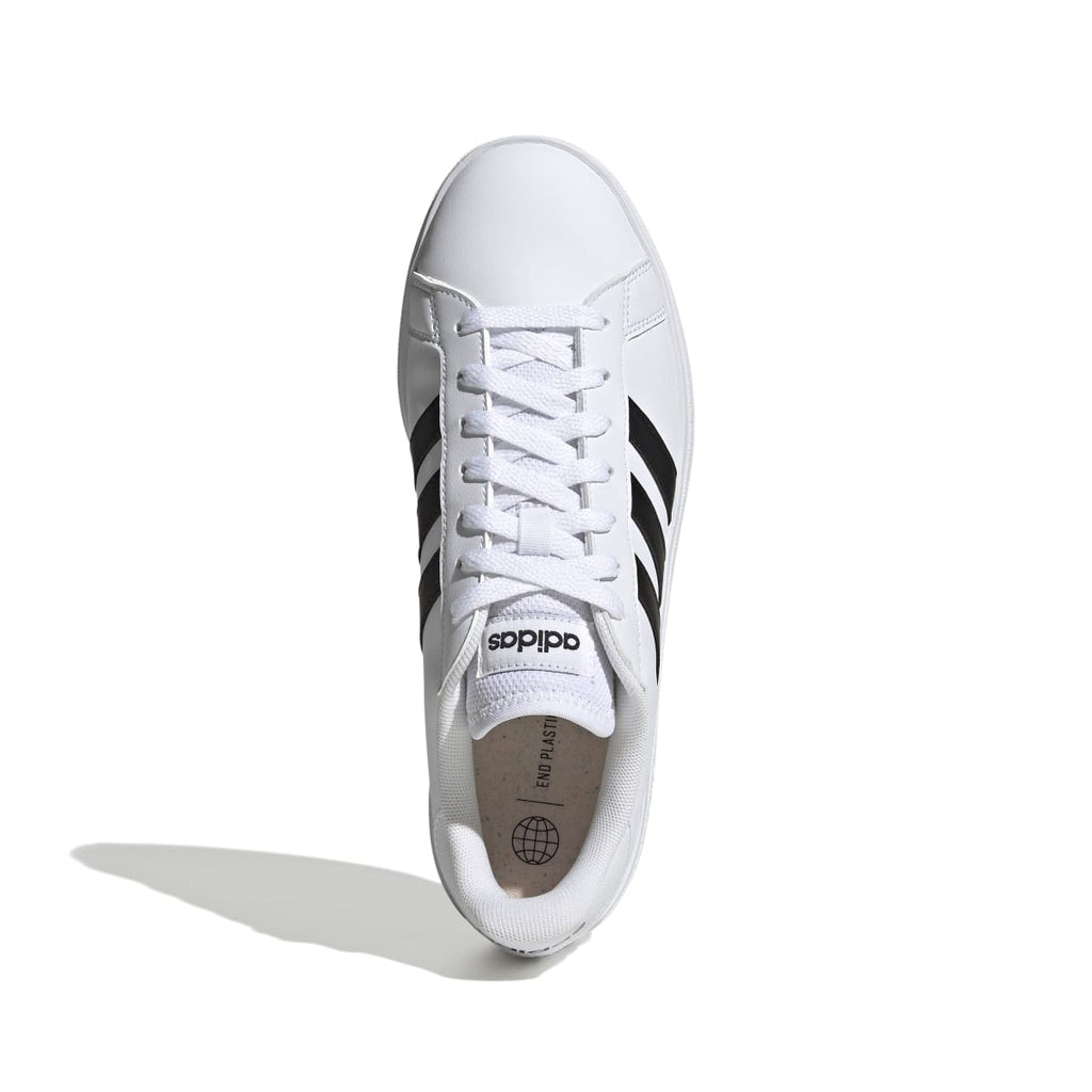 Sneakers bianche da uomo con strisce a contrasto adidas Grand Court Base 2.0
