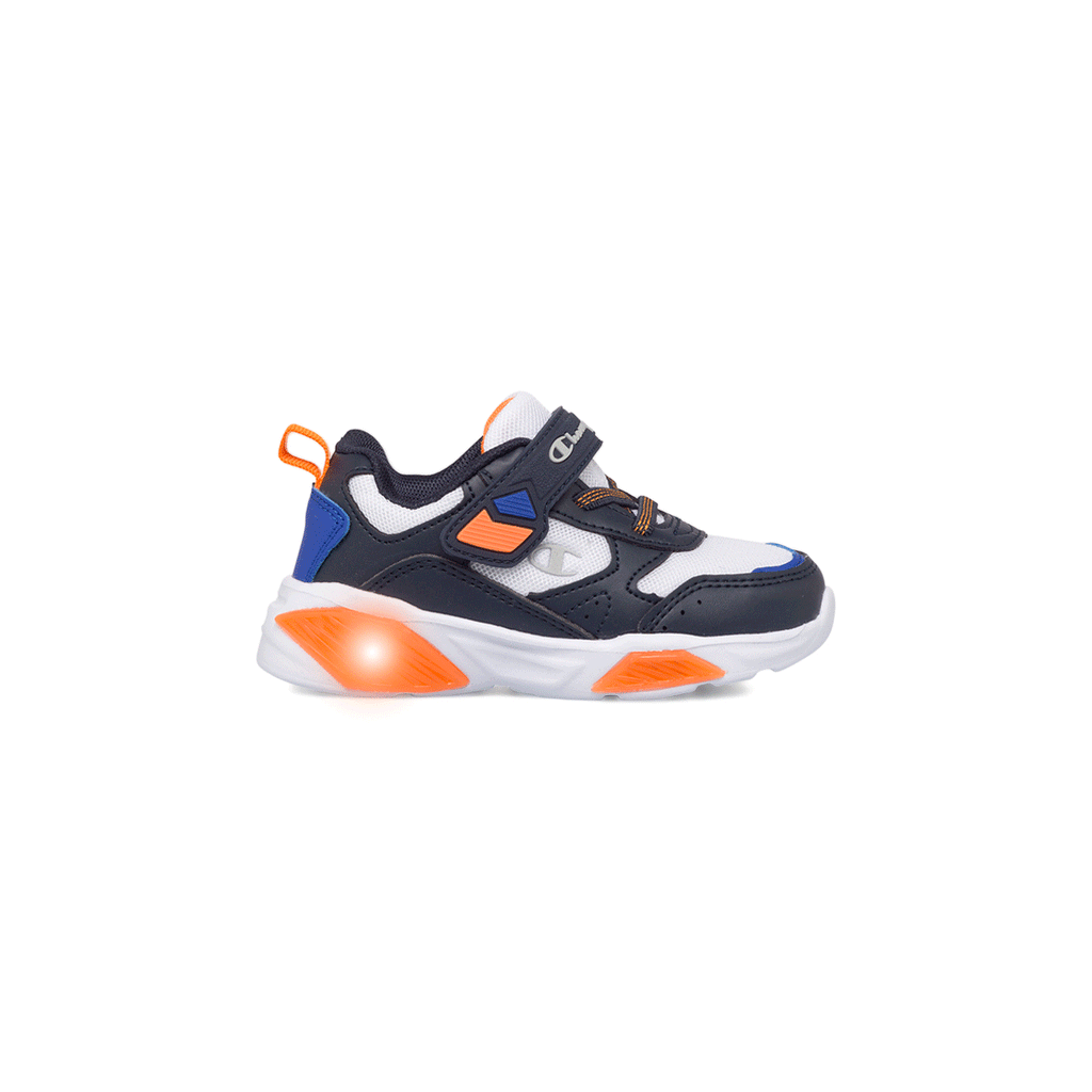Sneakers primi passi bianche e blu da bambino con luci nella suola Champion Wave PS