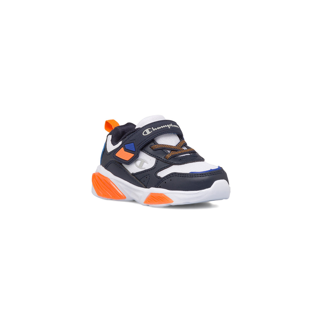 Sneakers primi passi bianche e blu da bambino con luci nella suola Champion Wave PS