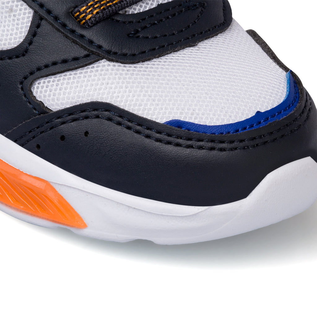 Sneakers primi passi bianche e blu da bambino con luci nella suola Champion Wave PS