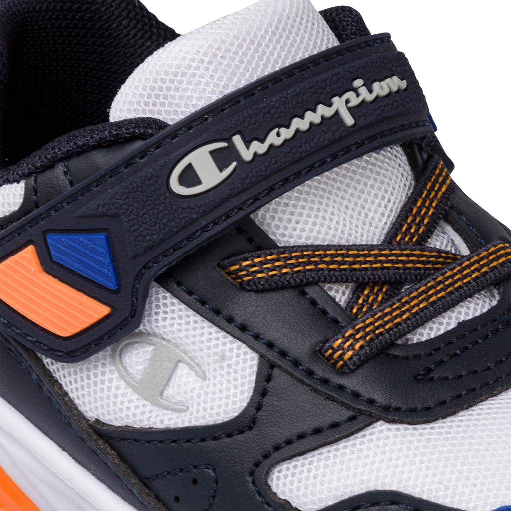 Sneakers primi passi bianche e blu da bambino con luci nella suola Champion Wave PS