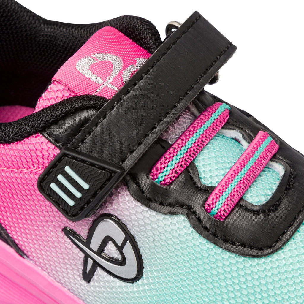 Sneakers primi passi fucsia e azzurre da bambina con velcro e lacci P Go