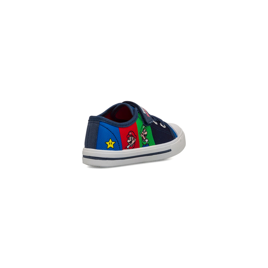 Sneakers primi passi blu da bambino con stampa Super Mario