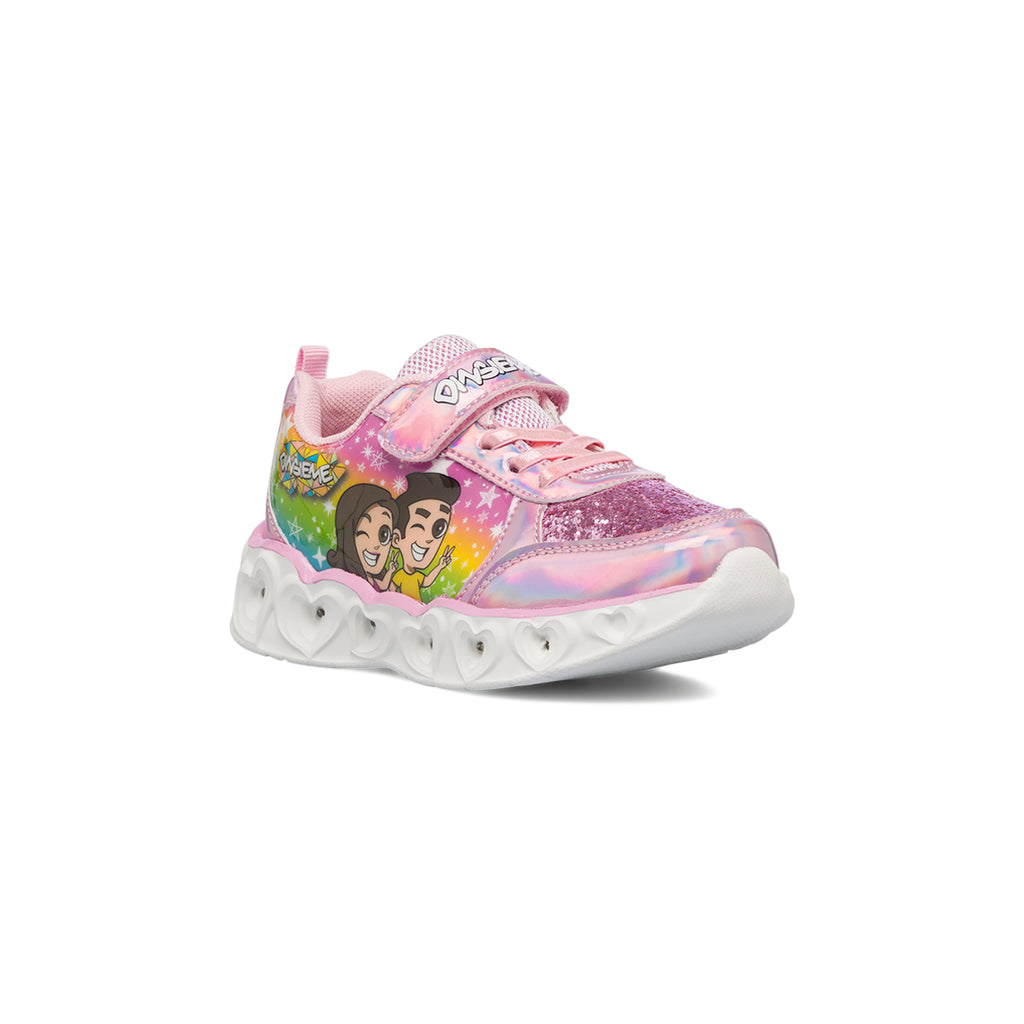 Sneakers primi passi rosa da bambina con luci nella suola Dinsieme