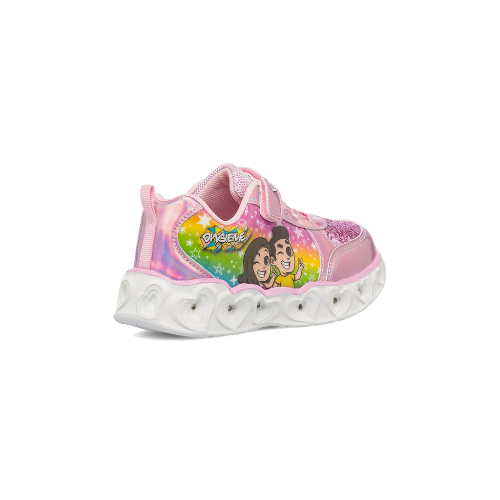 Sneakers primi passi rosa da bambina con luci nella suola Dinsieme