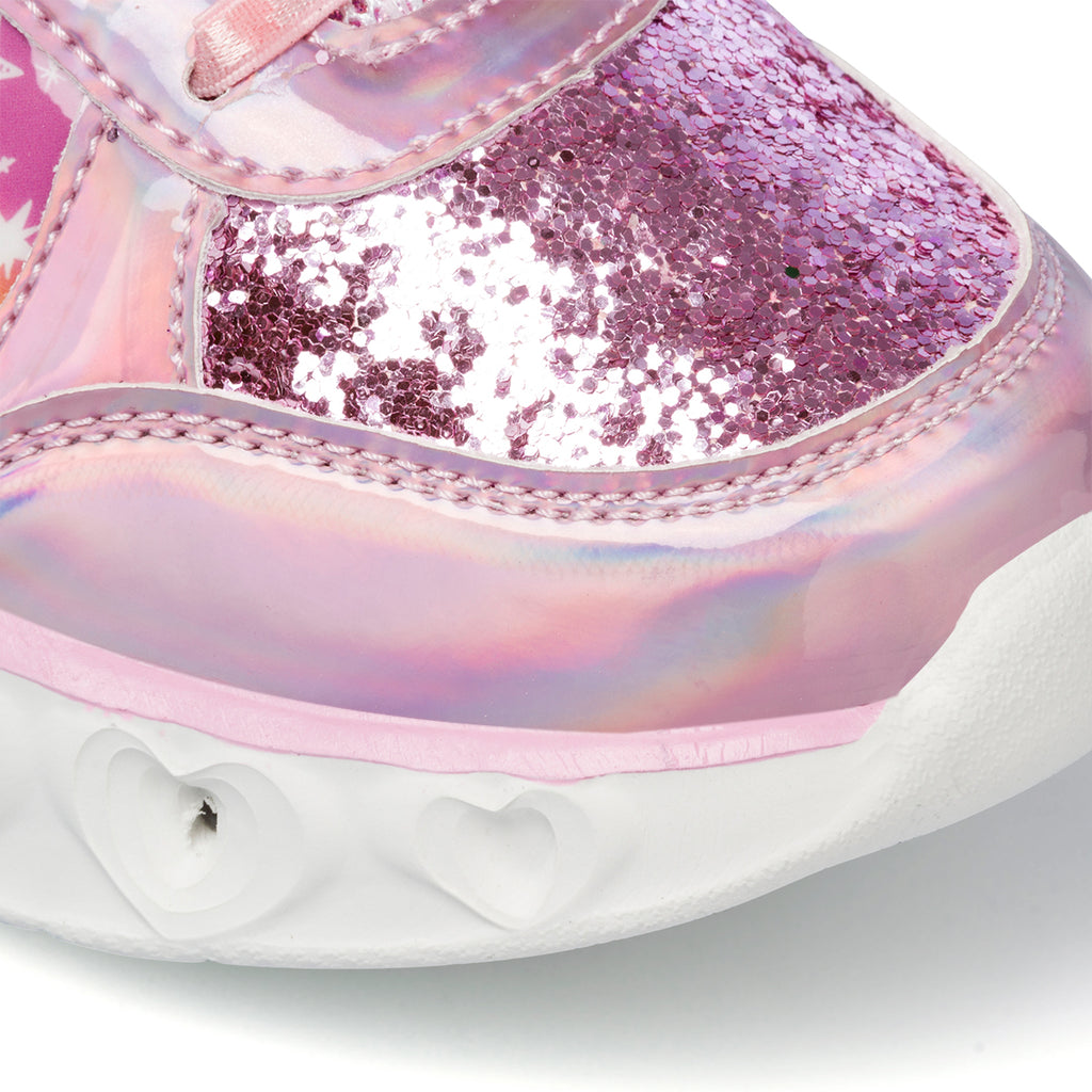 Sneakers primi passi rosa da bambina con luci nella suola Dinsieme