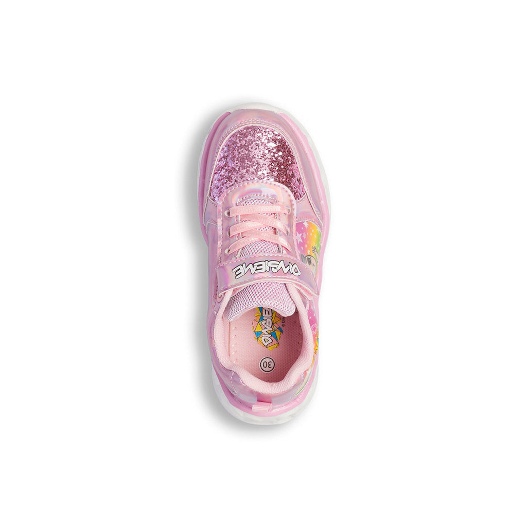 Sneakers primi passi rosa da bambina con luci nella suola Dinsieme