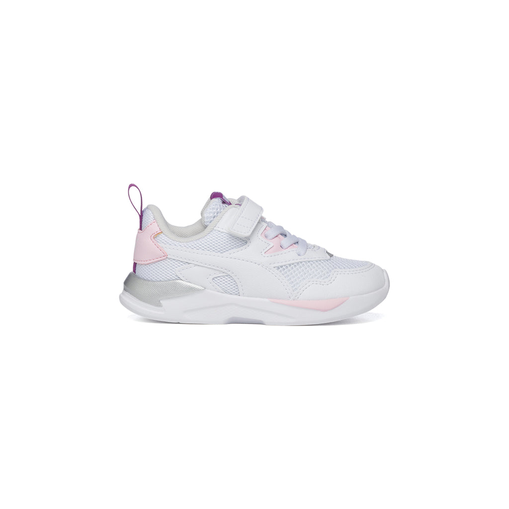 Sneakers bianche in similpelle e tessuto mesh con dettagli rosa e argento Puma X-Ray Lite Ac Inf