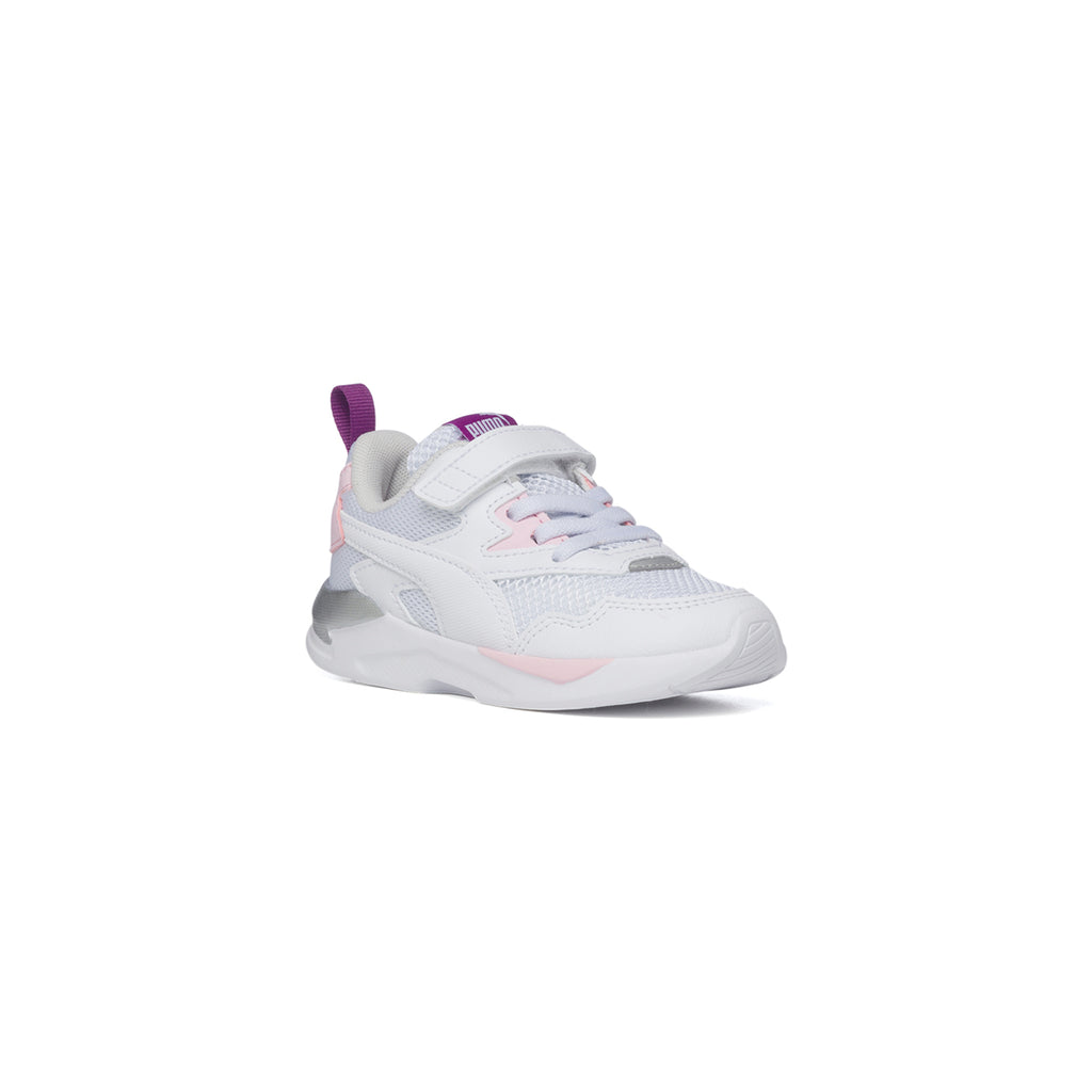 Sneakers bianche in similpelle e tessuto mesh con dettagli rosa e argento Puma X-Ray Lite Ac Inf