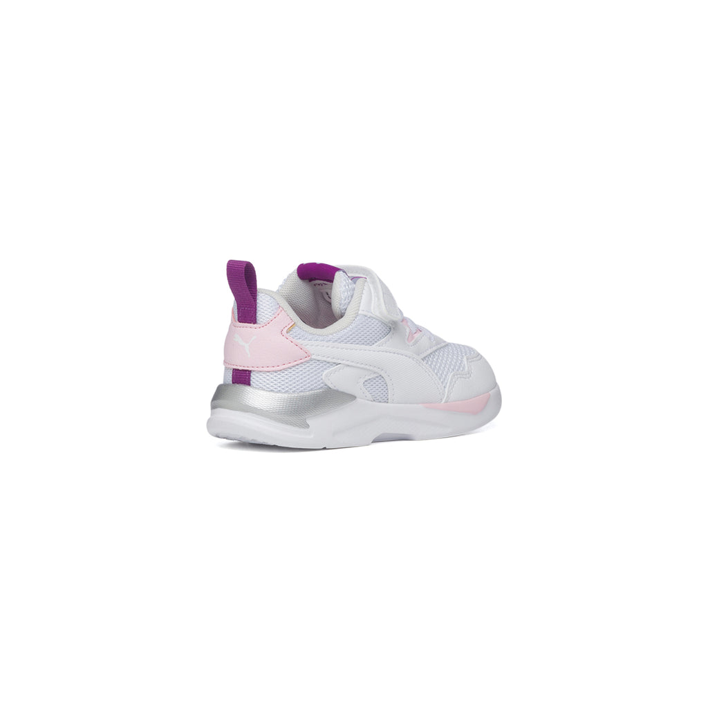 Sneakers bianche in similpelle e tessuto mesh con dettagli rosa e argento Puma X-Ray Lite Ac Inf