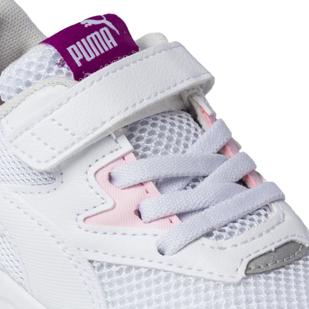 Sneakers bianche in similpelle e tessuto mesh con dettagli rosa e argento Puma X-Ray Lite Ac Inf