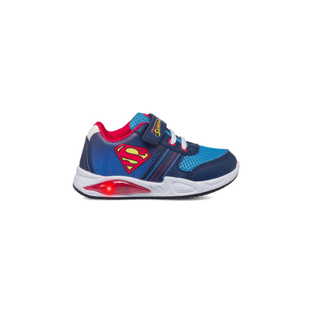 Sneakers primi passi blu da bambino con luci Superman