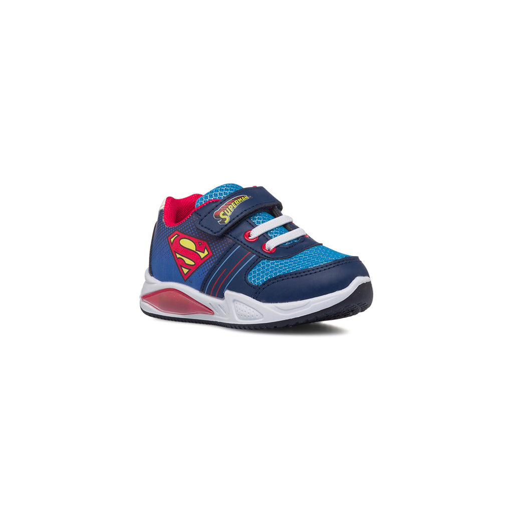 Sneakers primi passi blu da bambino con luci Superman