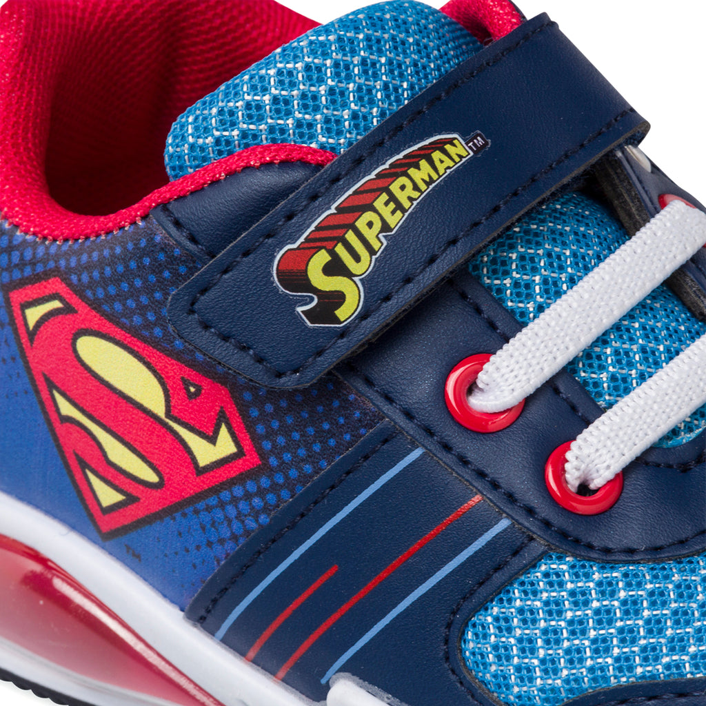 Sneakers primi passi blu da bambino con luci Superman