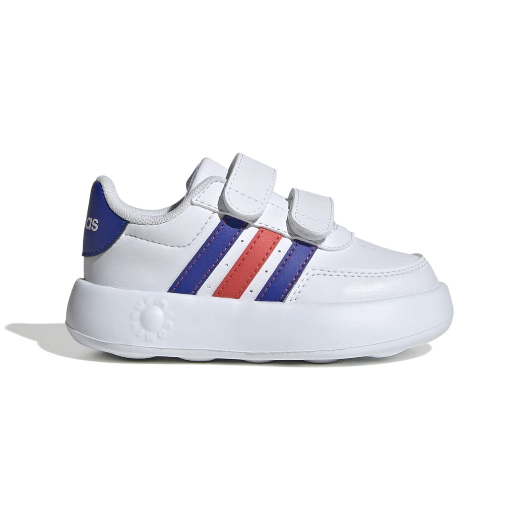 Sneakers primi passi bianche da bambino con strisce blu e rosse adidas Breaknet 2.0 CF I