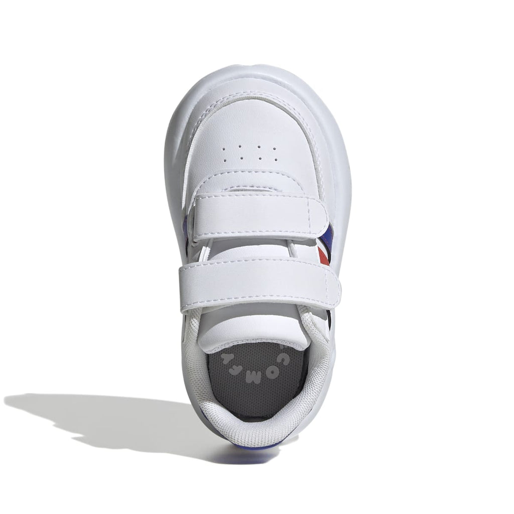 Sneakers primi passi bianche da bambino con strisce blu e rosse adidas Breaknet 2.0 CF I