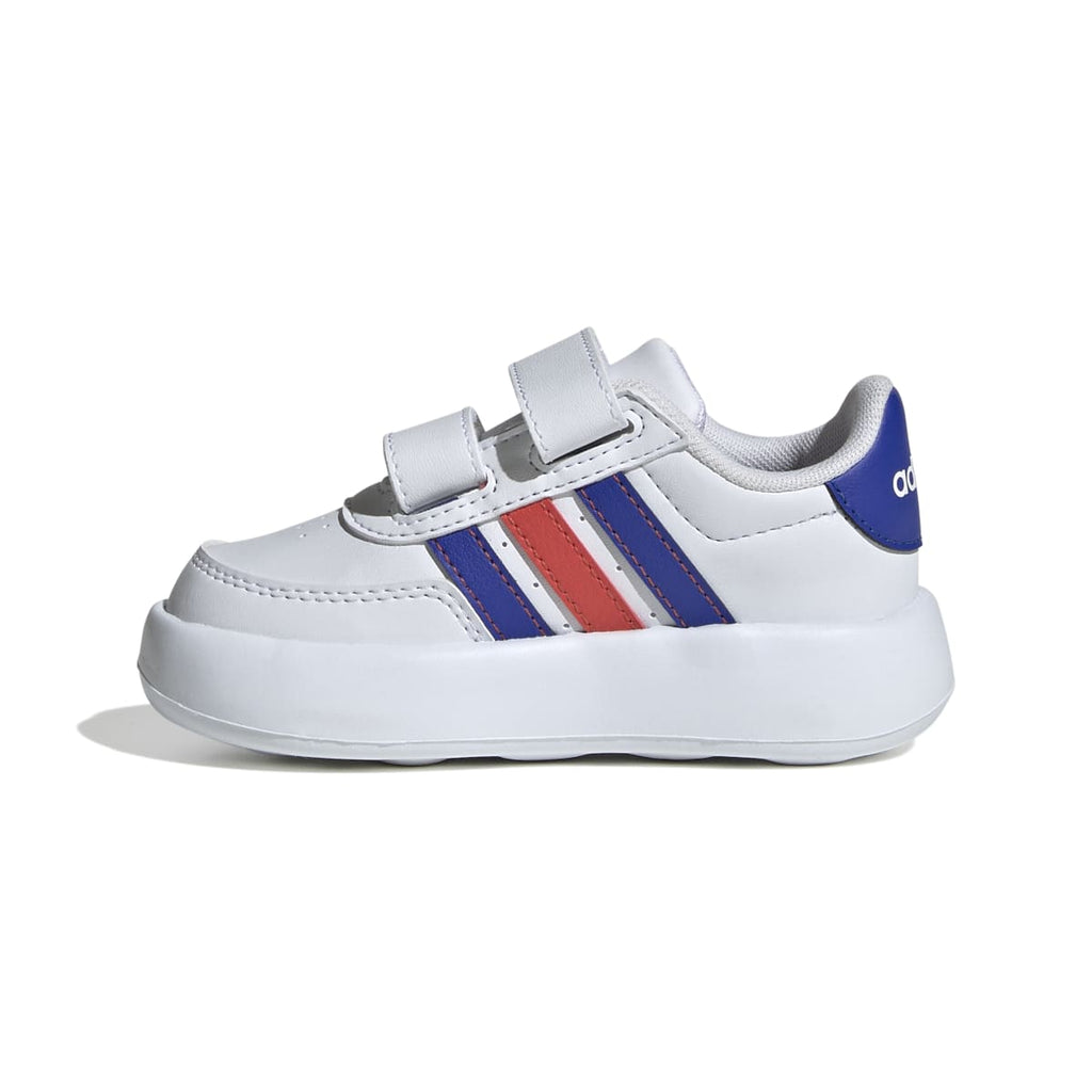 Sneakers primi passi bianche da bambino con strisce blu e rosse adidas Breaknet 2.0 CF I