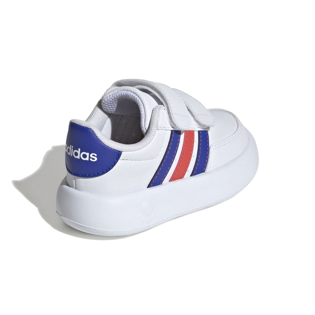 Sneakers primi passi bianche da bambino con strisce blu e rosse adidas Breaknet 2.0 CF I