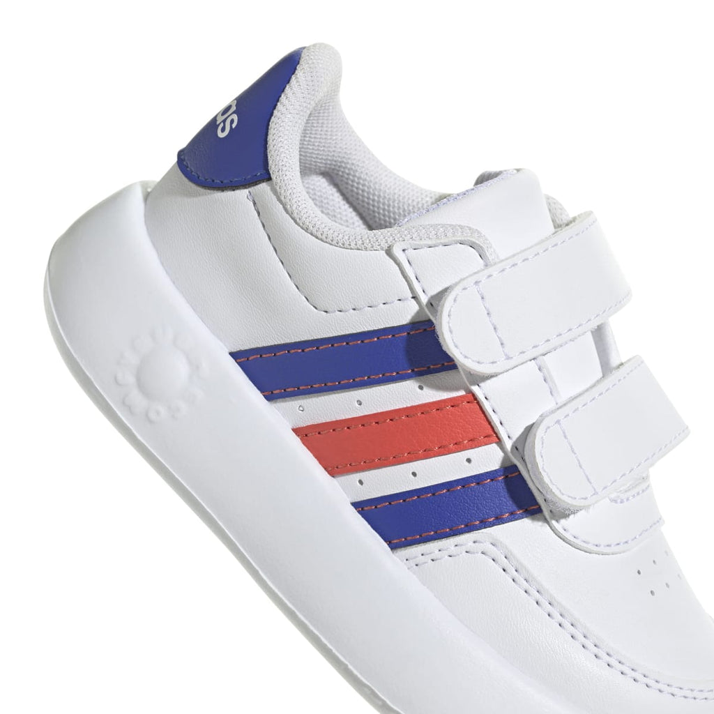 Sneakers primi passi bianche da bambino con strisce blu e rosse adidas Breaknet 2.0 CF I