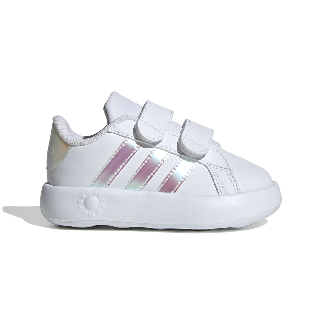 Sneakers primi passi bianche da bambina con dettagli iridescenti adidas Grand Court 2.0 CF I
