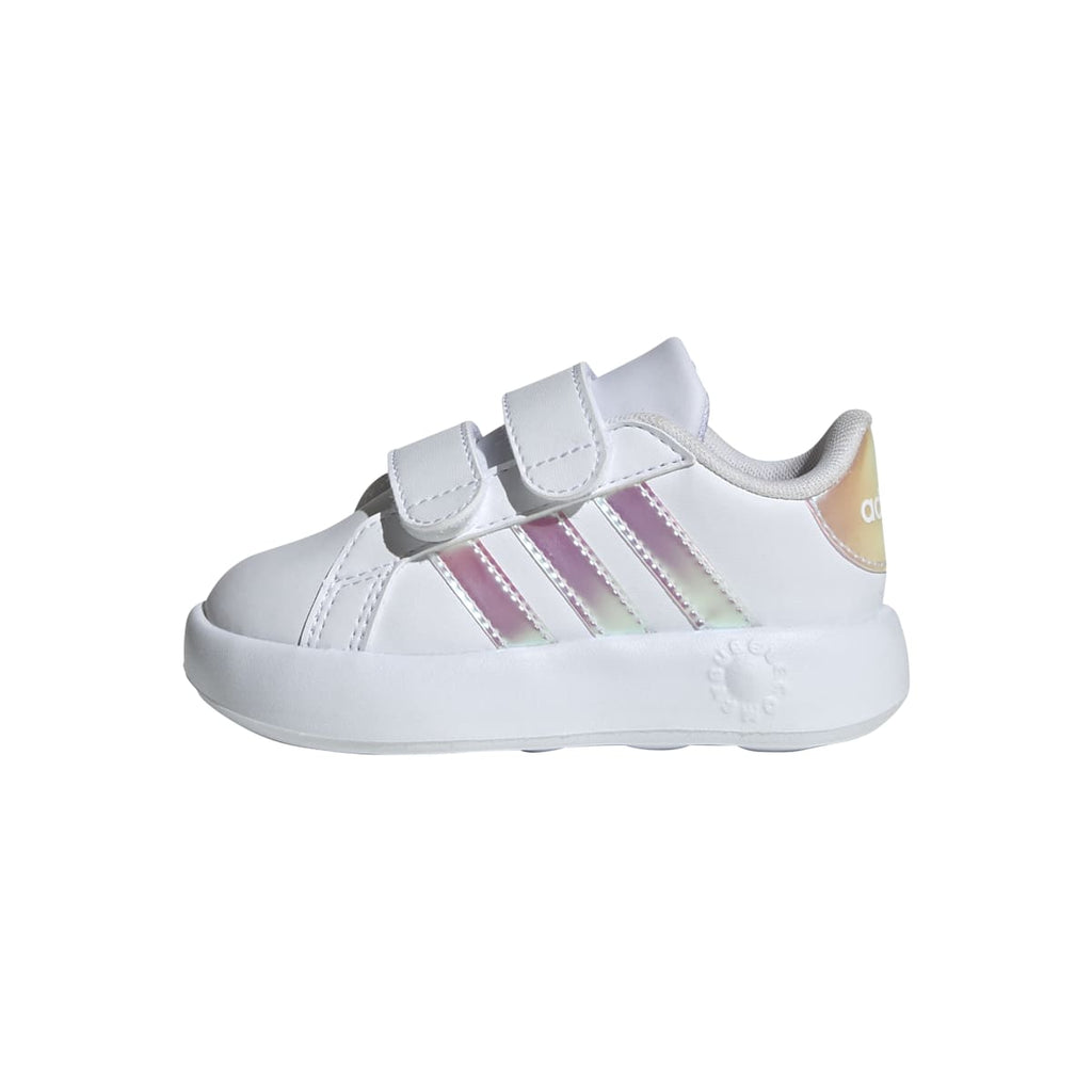 Sneakers primi passi bianche da bambina con dettagli iridescenti adidas Grand Court 2.0 CF I