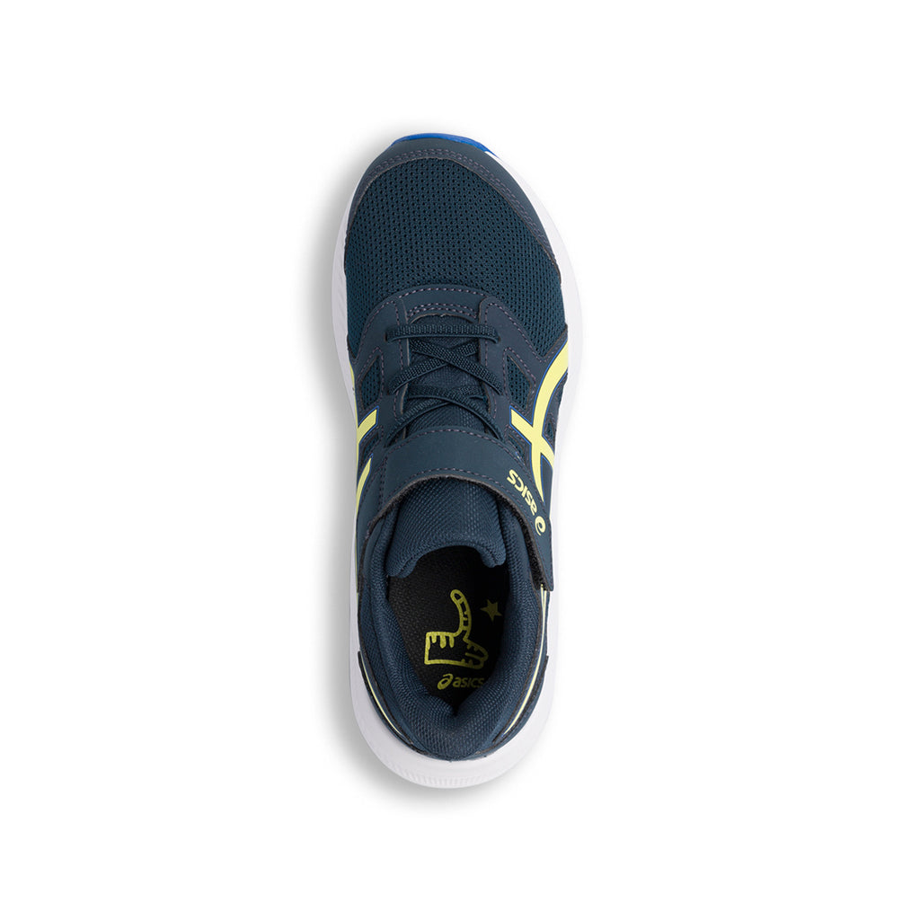 Scarpe da ginnastica blu da bambino con logo laterale giallo Asics Jolt 4 PS