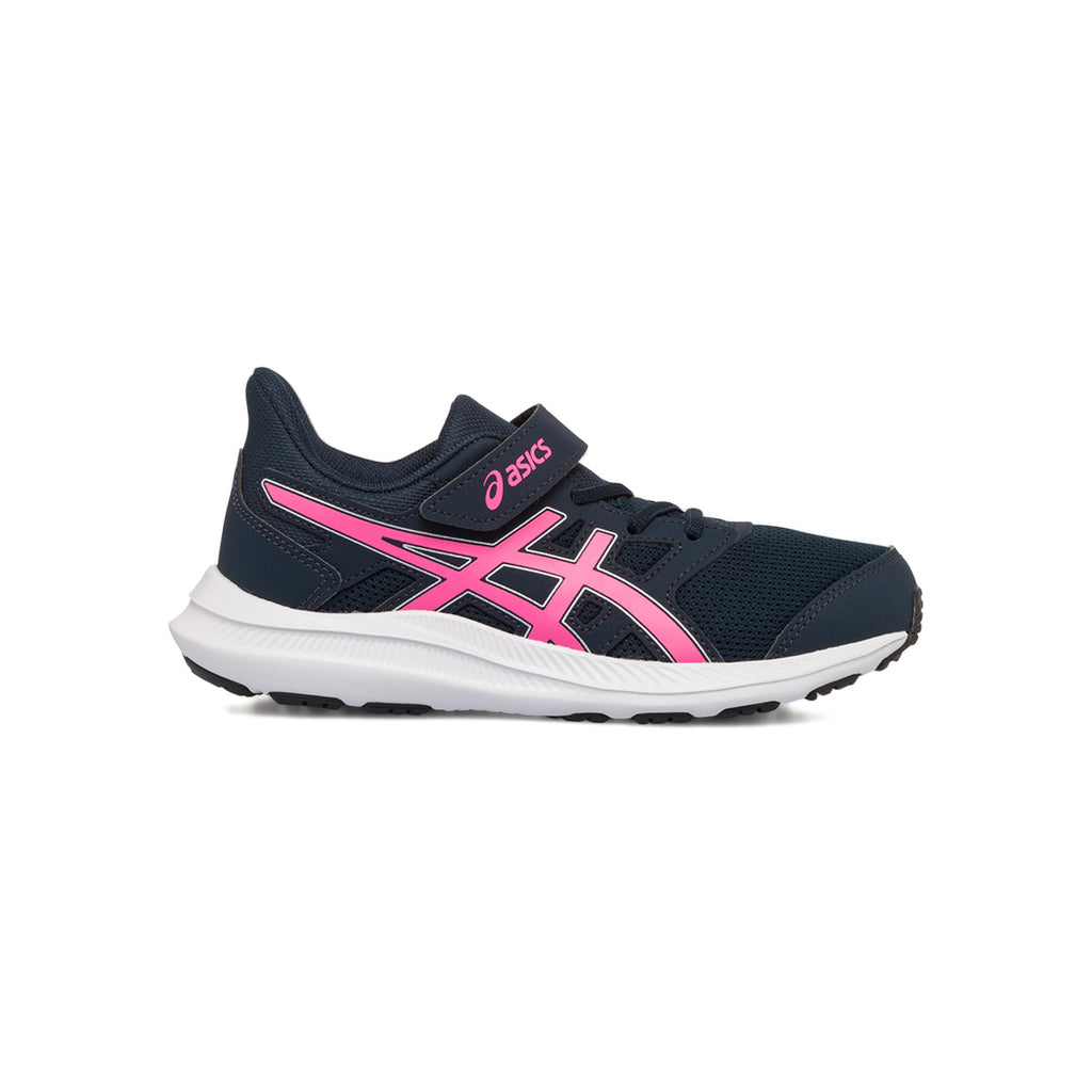 Scarpe da ginnastica blu da bambina con logo laterale fucsia Asics Jolt 4 PS