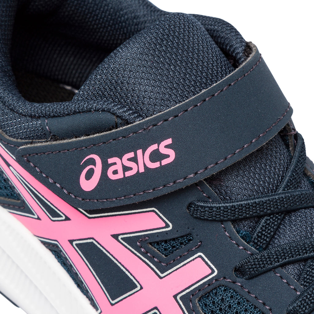 Scarpe da ginnastica blu da bambina con logo laterale fucsia Asics Jolt 4 PS