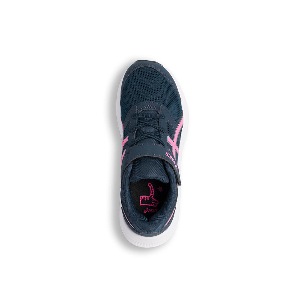 Scarpe da ginnastica blu da bambina con logo laterale fucsia Asics Jolt 4 PS