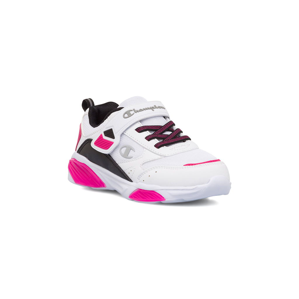 Sneakers bianche e nere da bambina con luci nella suola Champion Wave B PS