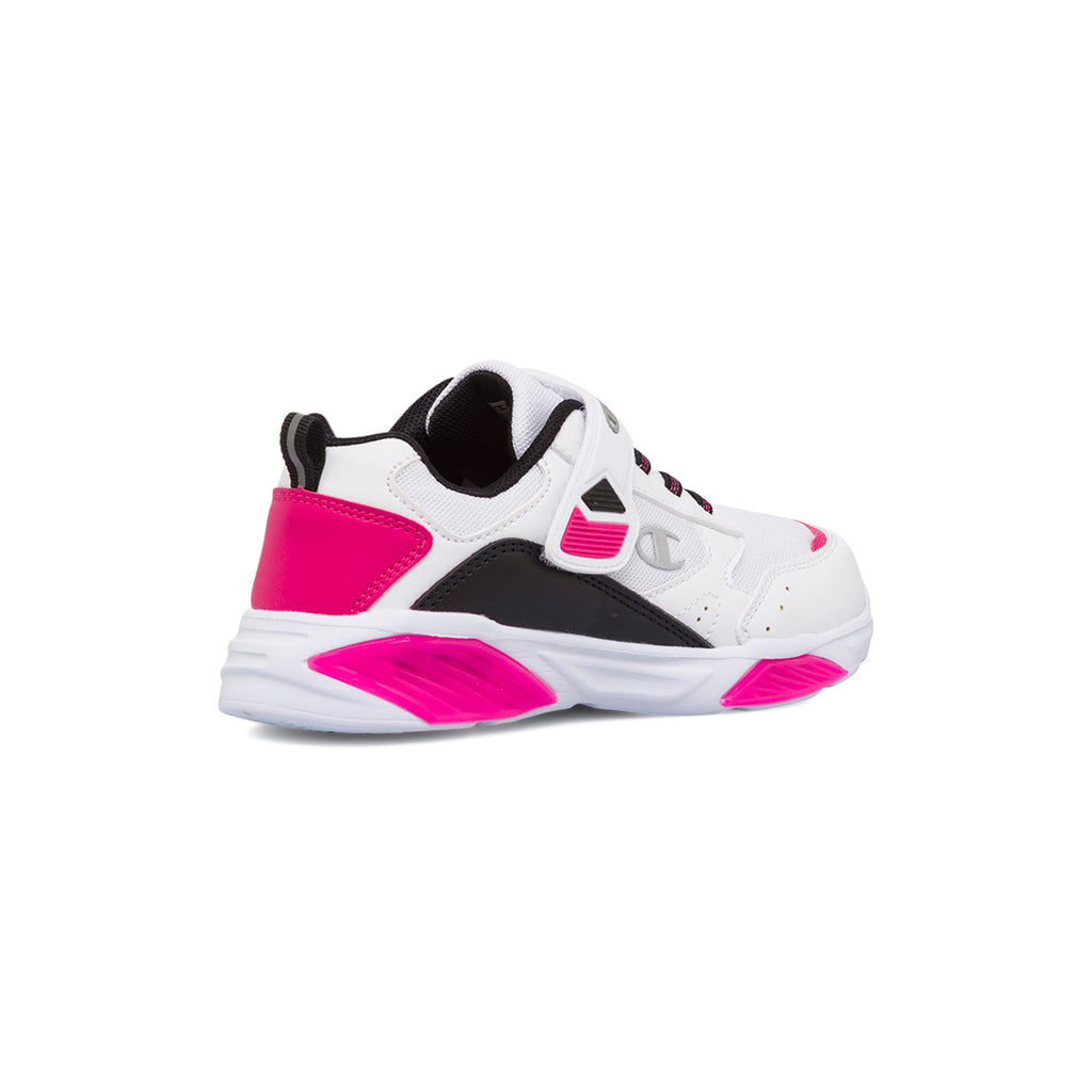 Sneakers bianche e nere da bambina con luci nella suola Champion Wave B PS