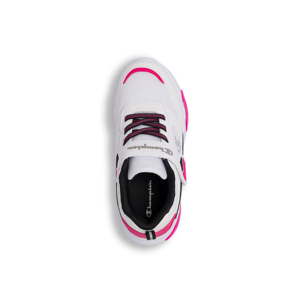 Sneakers bianche e nere da bambina con luci nella suola Champion Wave B PS