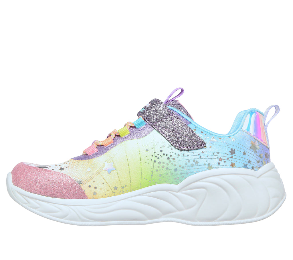 Scarpe da ginnastica azzurre da bambina con unicorno e luci nella suola Skechers S-Lights: Unicorn Dreams