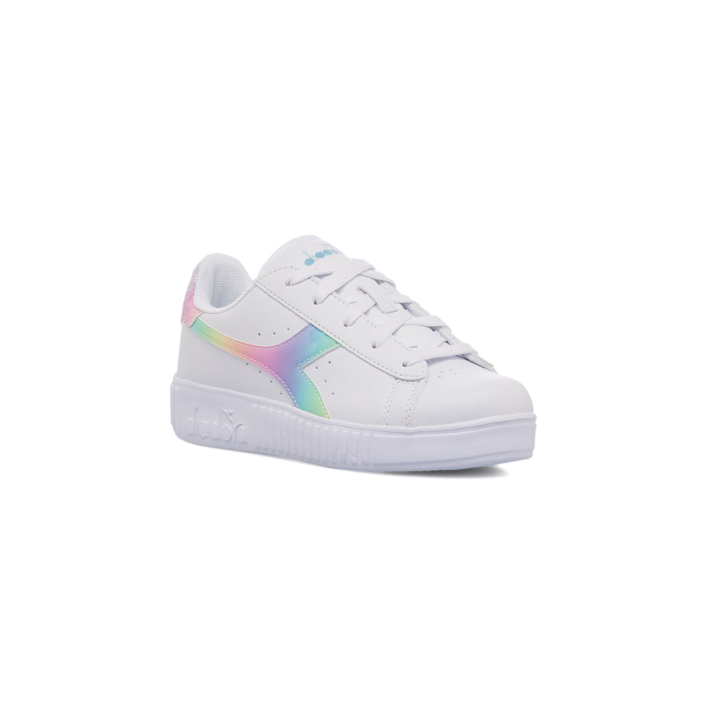 Sneakers bianche da bambina con logo arcobaleno Diadora Game Step Bloom PS
