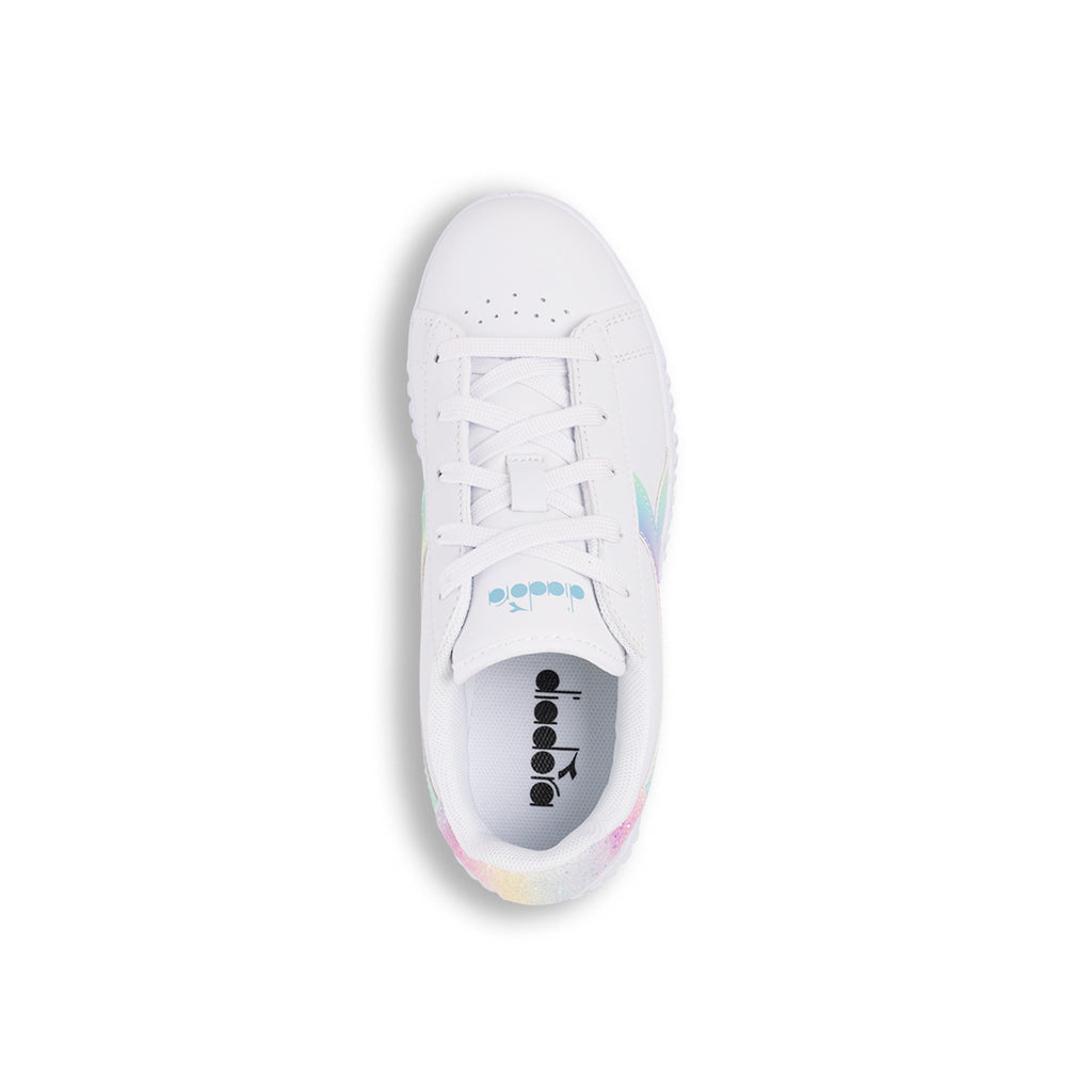 Sneakers bianche da bambina con logo arcobaleno Diadora Game Step Bloom PS