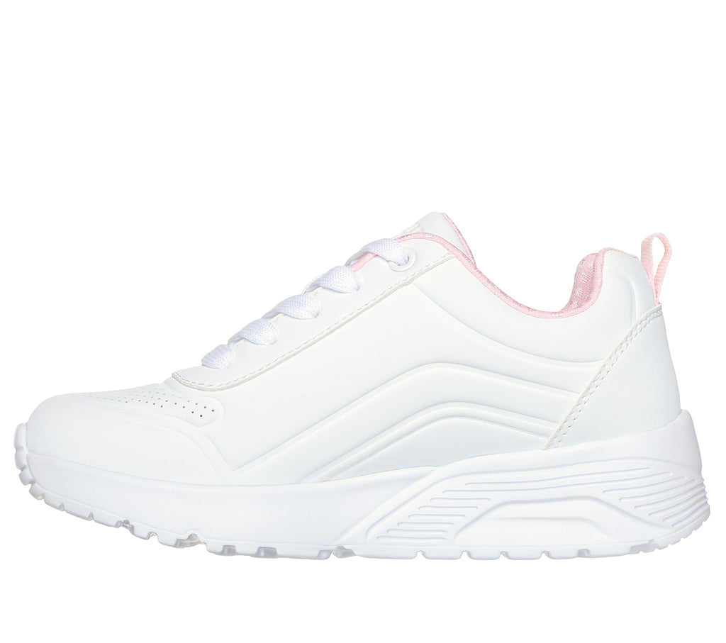 Sneakers bianche da bambina con soletta Memory Foam Skechers Uno Lite - Easy Zip