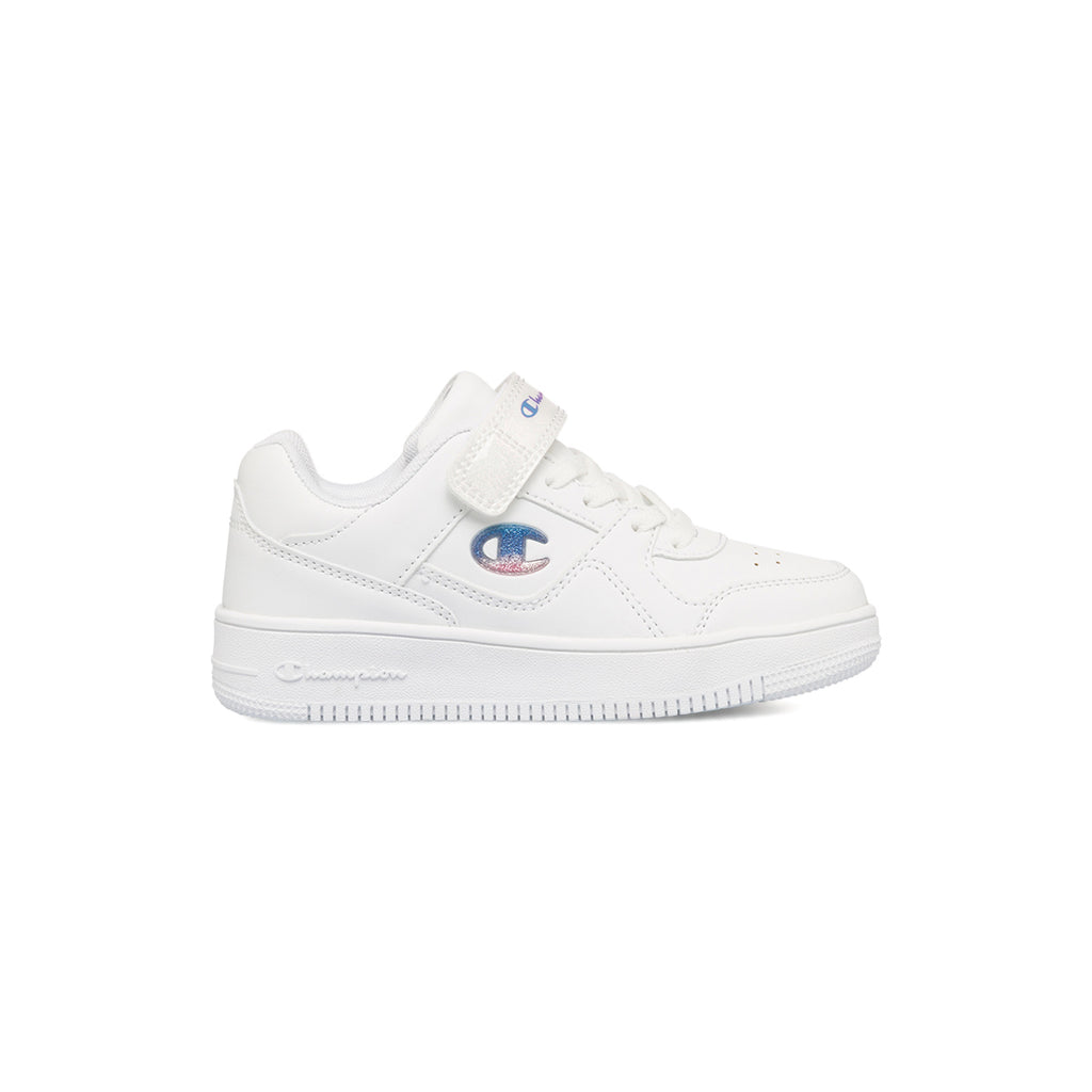 Sneakers bianche da bambina con logo glitterato Champion Rebound Low G Ps
