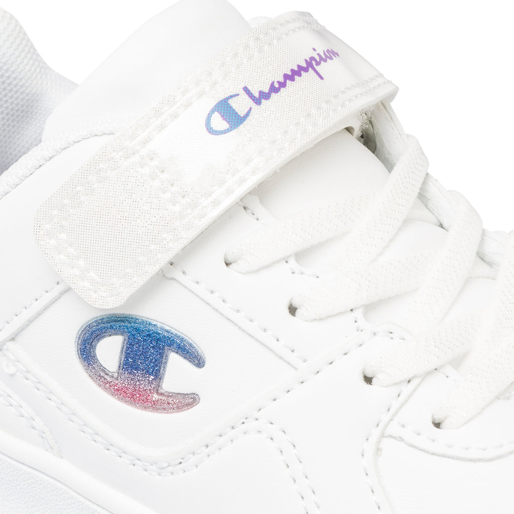 Sneakers bianche da bambina con logo glitterato Champion Rebound Low G Ps