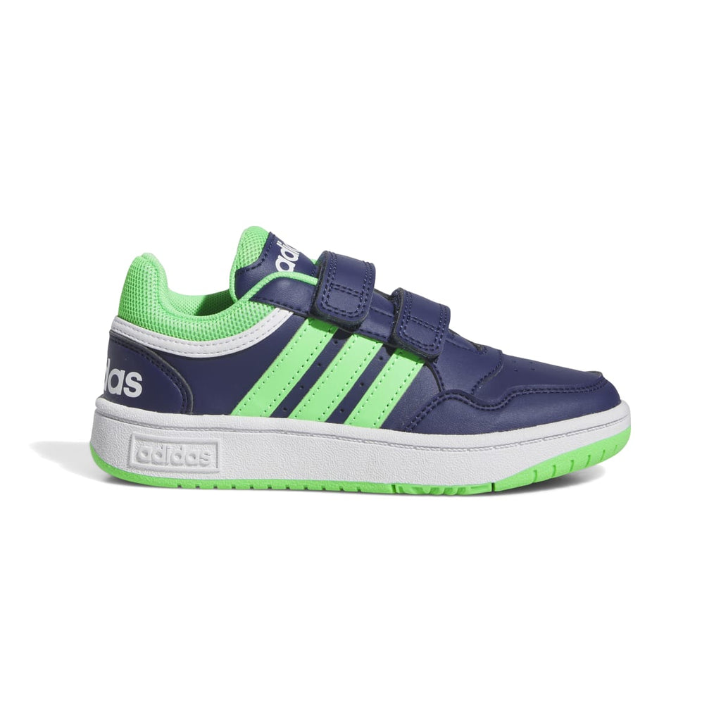 Sneakers blu e verdi da bambino con doppio velcro adidas Hoops 3.0 CF C