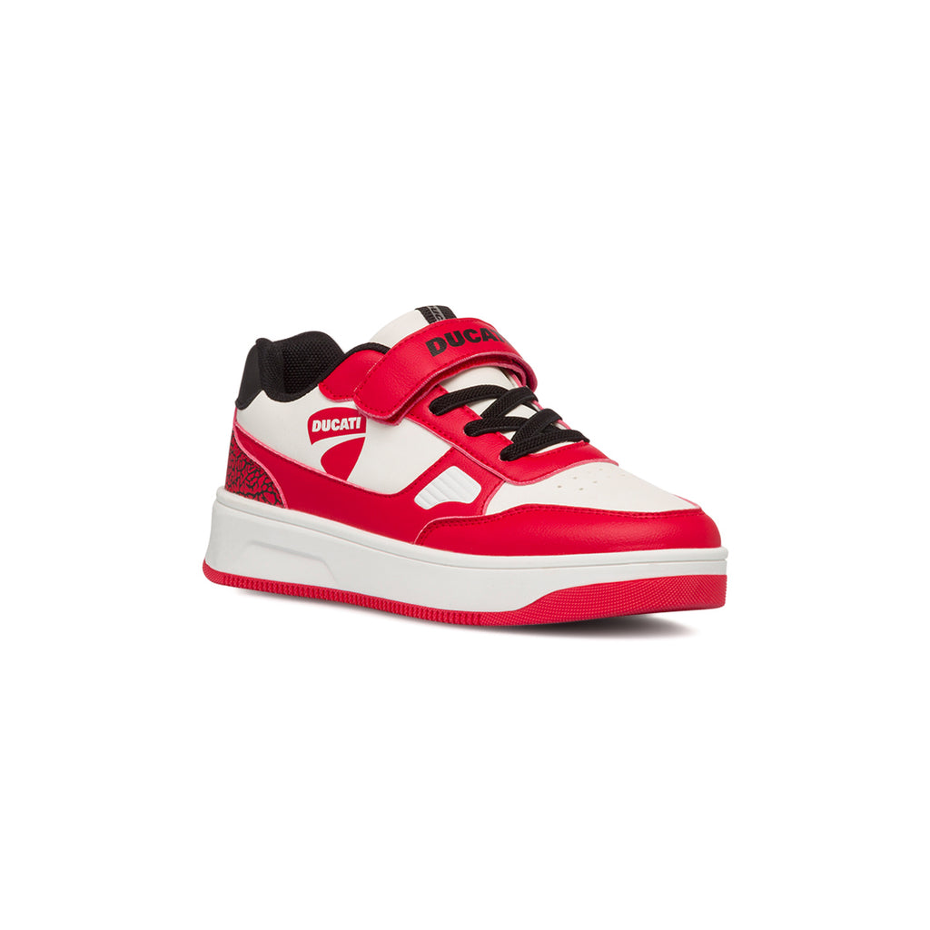 Sneakers bianche da bambino con dettagli rossi Ducati Valencia 5 Ps