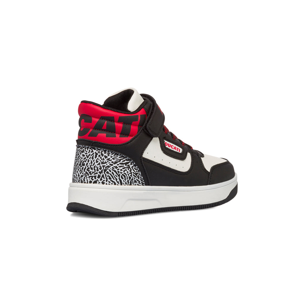 Sneakers alte bianche e nere da bambino con logo sul colletto Ducati Loco X