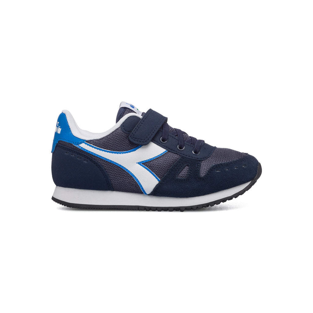 Scarpe da ginnastica blu da bambino con logo laterale a contrasto Diadora Simple Run Ps