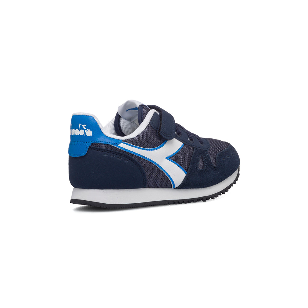 Scarpe da ginnastica blu da bambino con logo laterale a contrasto Diadora Simple Run Ps