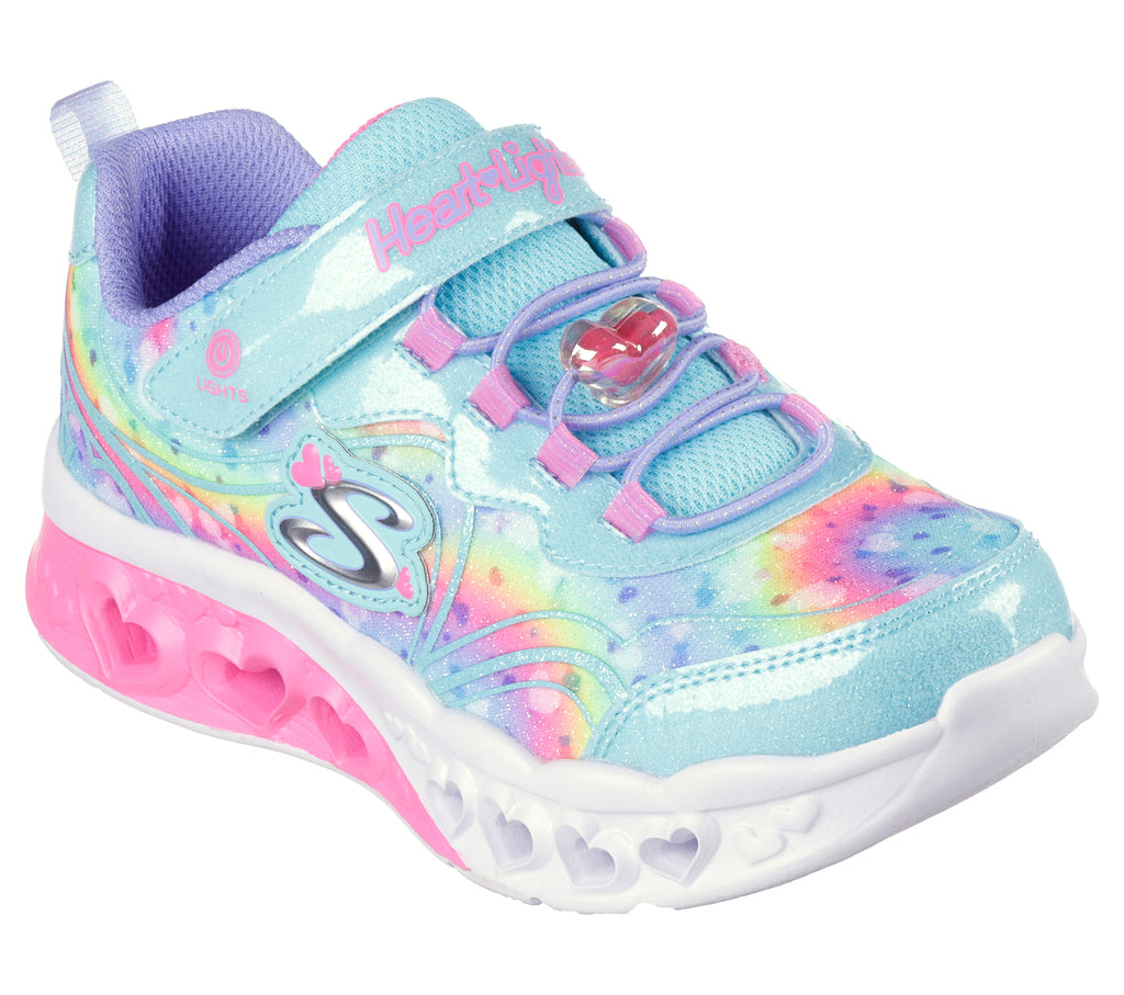 Sneakers azzurre da bambina con luci nella suola Skechers Flutter Heart Lights - Groovy Swirl