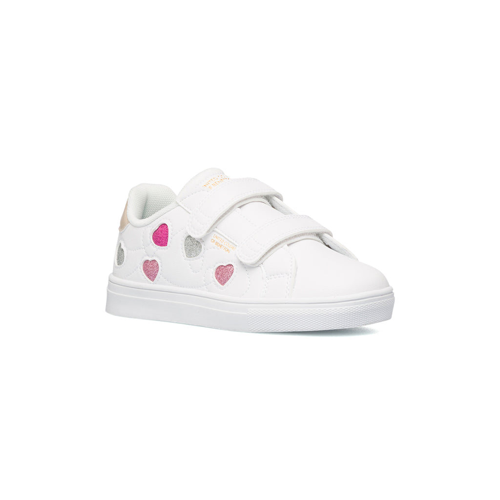 Sneakers bianche con cuoricini glitterati Benetton Love Multi Glitter Ps