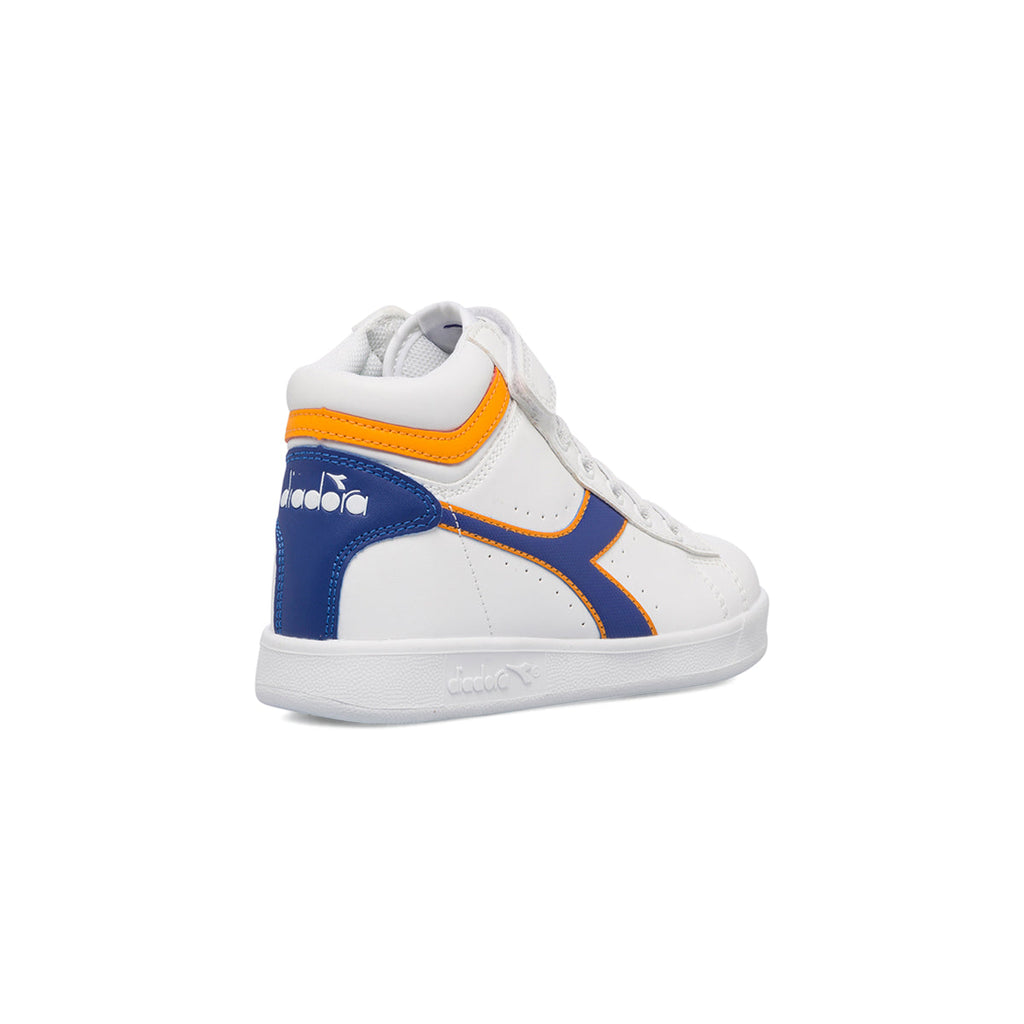 Sneakers alte bianche da bambino con logo laterale Diadora Game P High Ps