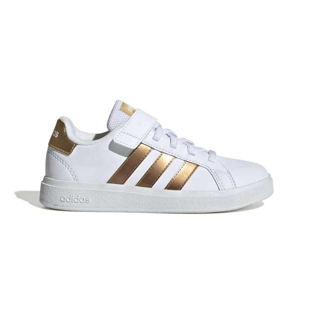 Sneakers bianche da bambina con strisce oro adidas Grand Court 2.0 El K